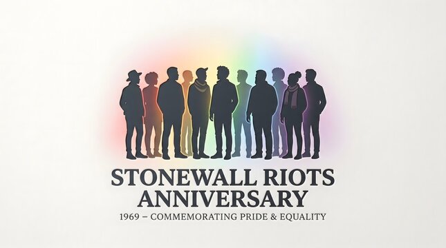 LGBTQ Pride, Stonewall Riots Anniversary, Equality Celebration, Rainbow Silhouettes