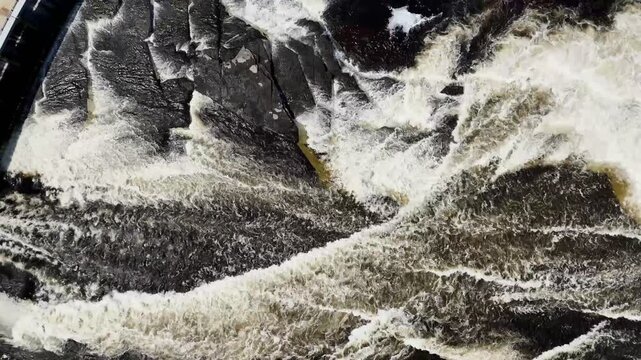 Aerial view of hydro dam in the Ottawa-Gatineau metropolitan area.