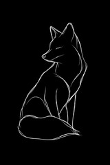 Fototapeta premium minimalist outline of a fox