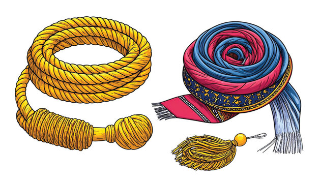 Rope and tassel decorative elements.