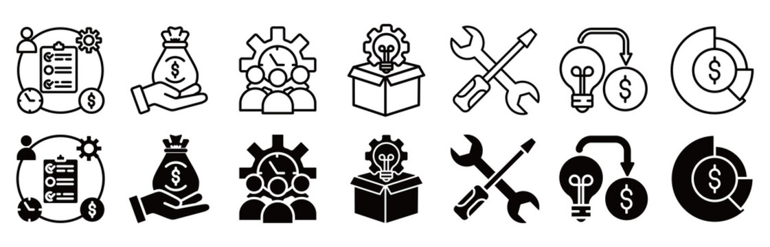 ERP icon set. purchasing and mrp vector illustration concept