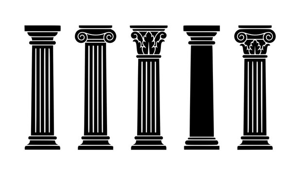Classical Architectural Columns Icon Set with Greek and Roman Vector Elements