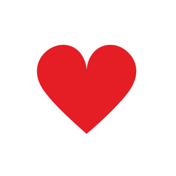Simple flat red heart shape isolated on white background.