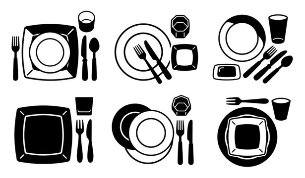 Dining table setting icons