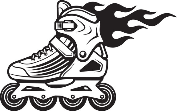 Aggressive inline skate with flames for extreme sports and high performance roller skating.