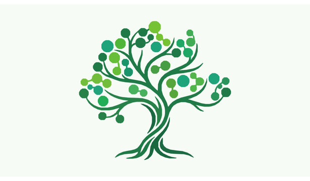 Creative Organic Tree Logo Vector with Circular Leaf Pattern