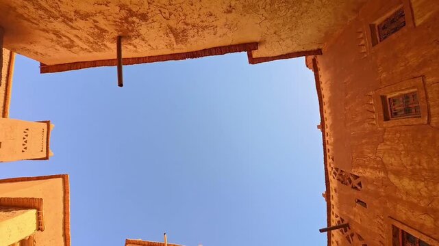Low Angle View of Moroccan Adobe Buildings in Marrakech