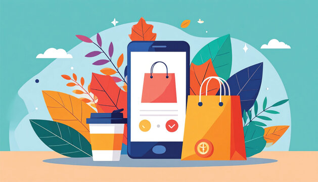 Smartphone with shopping app on screen.