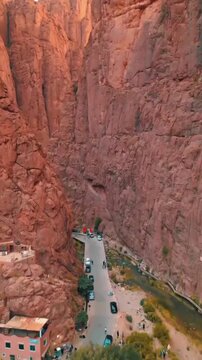 Todra Gorge Canyon in Morocco, Aerial View