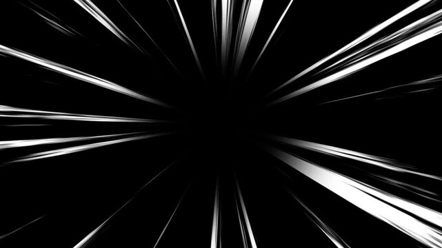 Animated Comic Light Speed Lines, Moving Anime Speed Line on Black Background. Full HD. 4K