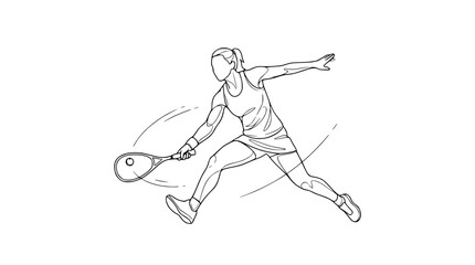Fototapeta premium Dynamic Tennis Player Action Sketch - Woman Forehand Swing