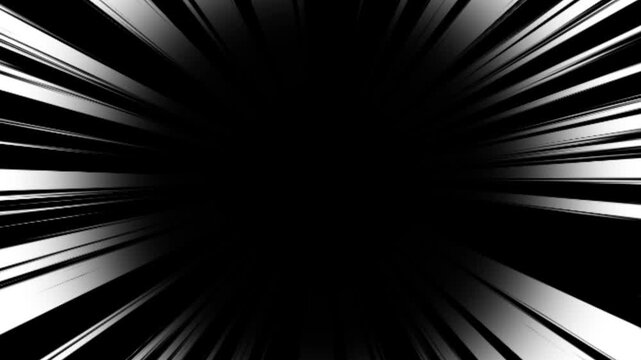 Animated Comic Light Speed Lines, Moving Anime Speed Line on Black Background. Full HD. 4K
