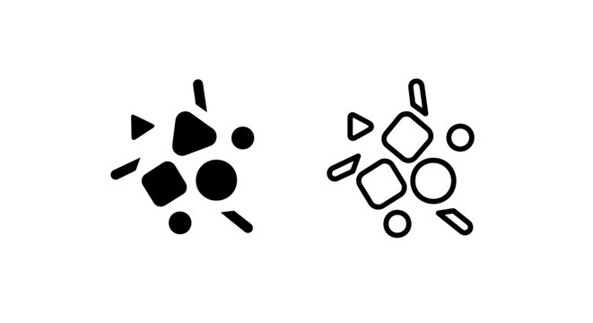 Abstract geometric shapes collection in black and white icon style