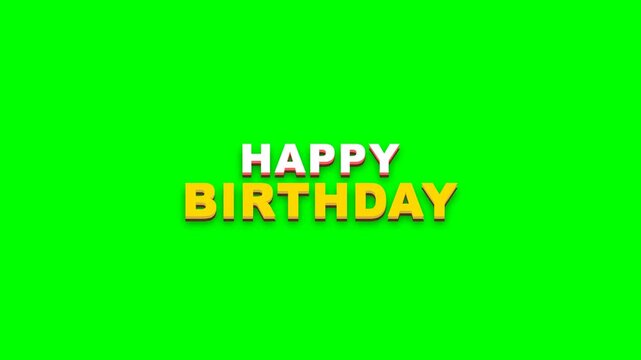 4K Birthday cake explosion animation with candle blow and happy birthday text reveal on green screen chroma key