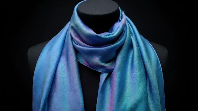 Silky Scarf on Mannequin with Colorful Fabric.