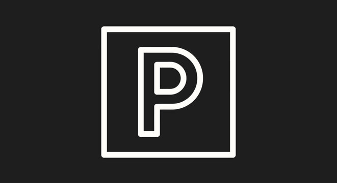 Parking sign with letter P symbol.