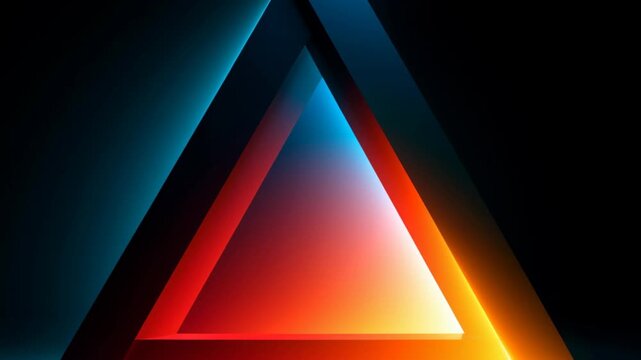 Abstract background with glowing neon triangle geometric shapes, creating a futuristic and modern atmosphere ideal for technology, digital art, and creative design projects. 