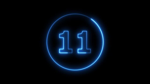 Glowing Neon Number with Futuristic Blue Light Effect on Black Background