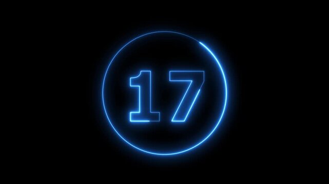 Glowing Neon Number with Futuristic Blue Light Effect on Black Background