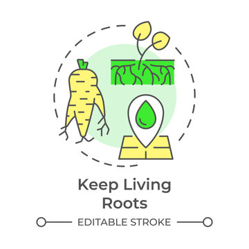 Keep living roots multi color concept icon. Stable ecosystem. Principle of regenerative agriculture. Round shape line illustration. Abstract idea. Graphic design. Easy to use in presentation