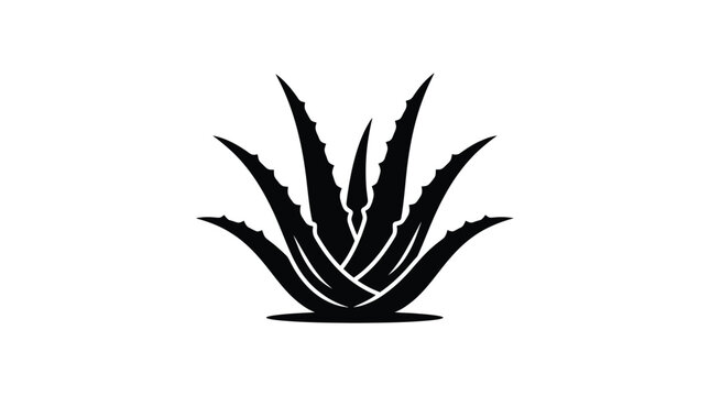 black agave plant silhouette on white background simple graphic design icon logo