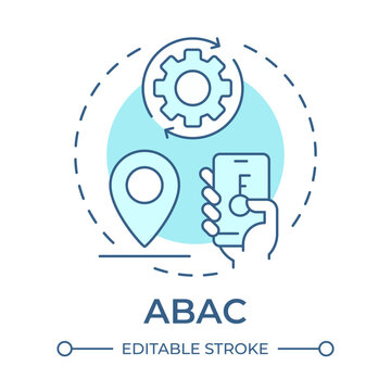 ABAC soft blue concept icon. Access control framework. Smart enterprise security system. Round shape line illustration. Abstract idea. Graphic design. Easy to use in booklet, infographic