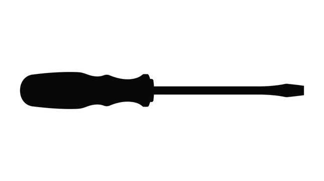 screwdriver silhouette on white background tool hardware fixing repair black shape outline