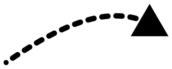 Black Dotted Curved Arrow Path with Triangle Direction Marker © NURJAHAN