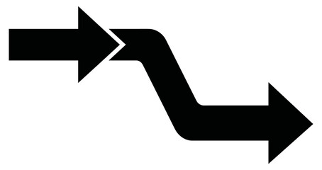 Bold Black Zigzag Arrow Icon with Sharp Direction Shape © NURJAHAN
