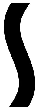 Black Vertical Wavy Shape with Minimal Smooth Curve Silhouette