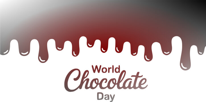 World Chocolate Day banner design with elegant script typography below a realistic dark brown melting liquid drip border, vector background template isolated on white.
