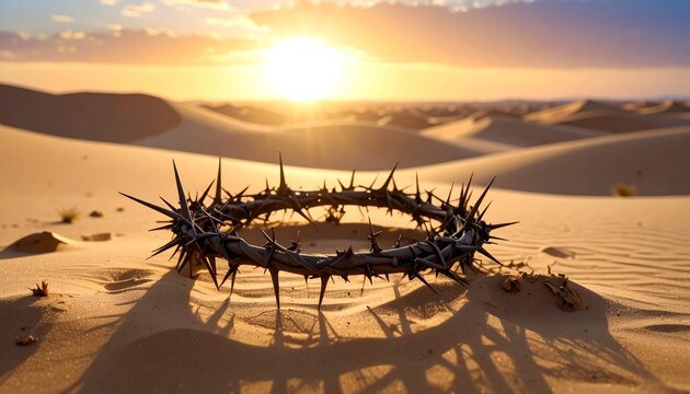 Crown of Thorns in Desert Sand Dunes at Sunset