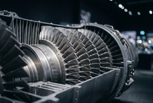 Cross section view of jet engine compressor turbine blades
