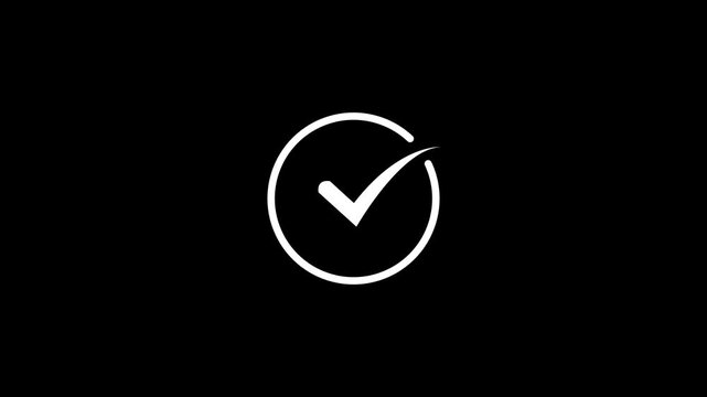 tik mark icon animation. black background check mark 4k video. OK Check Mark Icon Checkbox or Tick Doodle Animation. on a black background 4k animation video