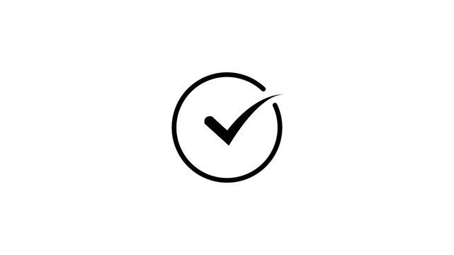 tik mark icon animation. black background check mark 4k video. OK Check Mark Icon Checkbox or Tick Doodle Animation. on a white background 4k animation video