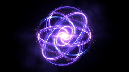 Obraz premium Glowing Violet Energy Sphere with Laser Vortex in Dark Space