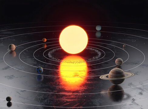 Ai created solar system model with planets and sun