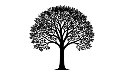 Obraz premium Elegant Tree Silhouette Flat Vector Design for Nature and Landscape Themes