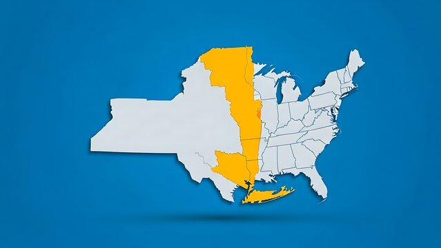 Eastern Time Zone Highlighted on US Map.