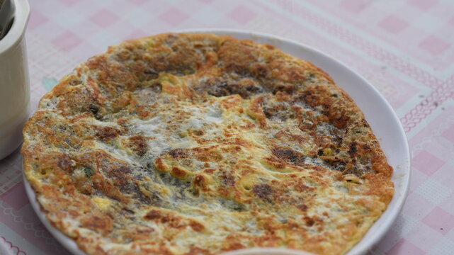 The delicious chinese food made of the oyster and patato on the south of the China