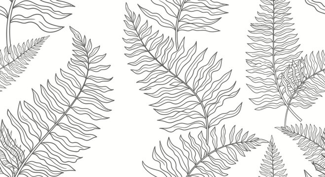 Elegant fern leaf pattern design on white background for textile and wallpaper use