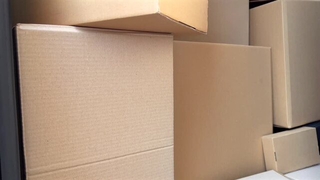 Delivery van with boxes. Reliable logistics and package handover concept. Smooth workflow ensures timely service and customer satisfaction