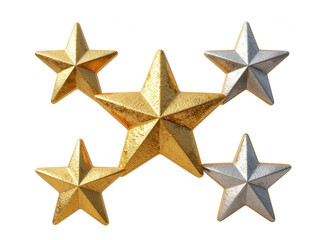 Obraz premium Gold and Silver Stars Isolated on Transparent Background