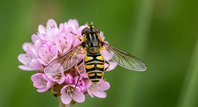 Hoverfly resting on clover blossom macro photography insect wildlife