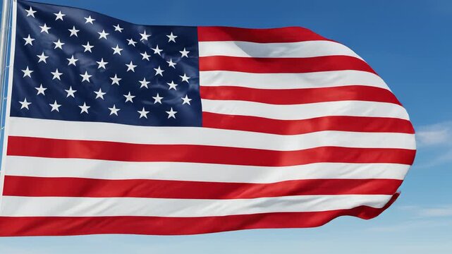 American flag waving in sky