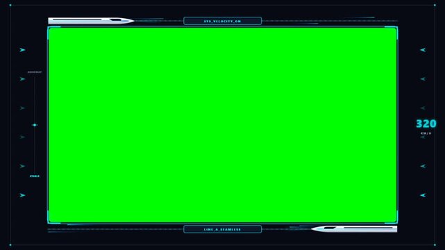 Futuristic High Speed Train HUD Interface Overlay with Green Screen