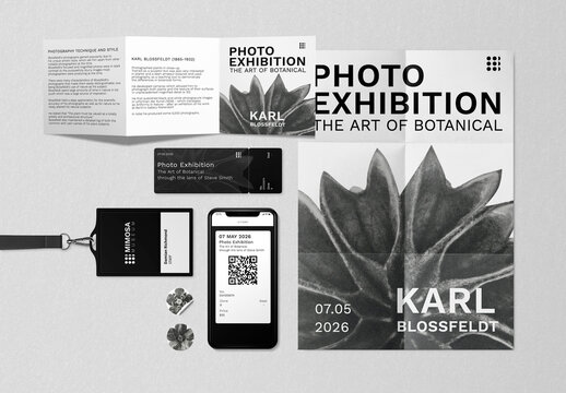 Botanical Photo Exhibition Materials Mockup PSD