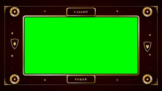 Luxury Gold Casino Poker Frame with Green Screen Chroma Key