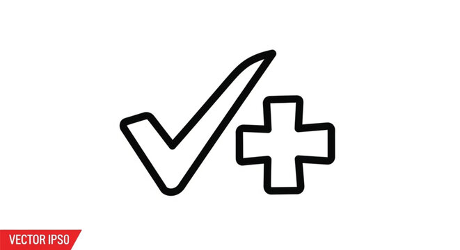 Check mark and plus sign icons.