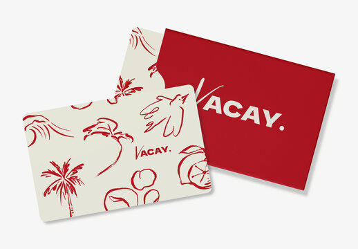 Tropical Themed Gift Card Mockup Design PSD